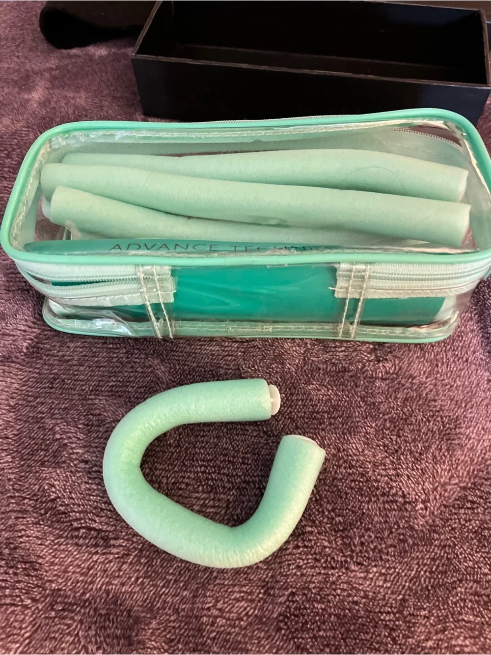 Advance Techniques Green Bendable Hair Roller Set Black Mini Flat Iron